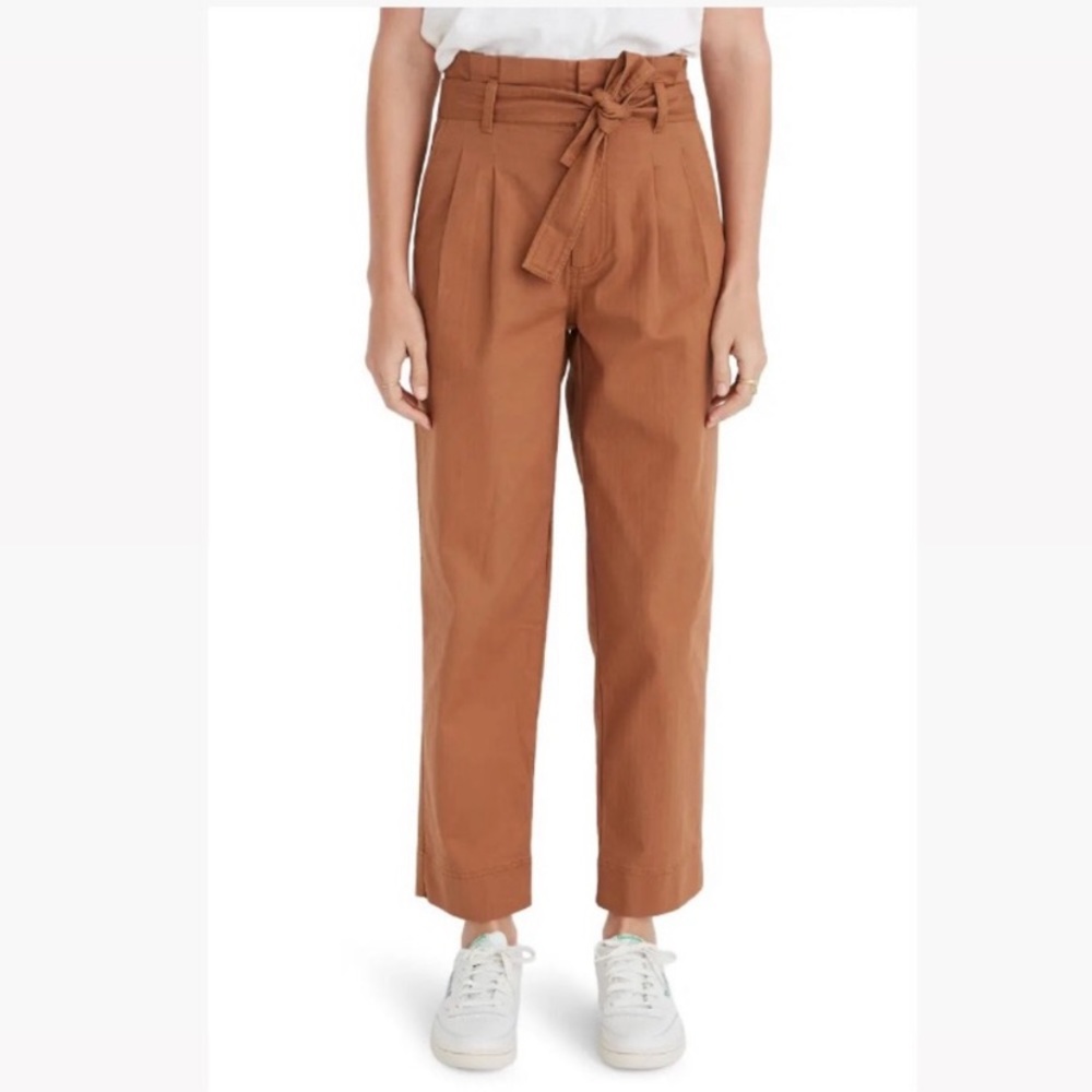 Madewell Herringbone Paperbag Pants in Warm Hickory - Picture 12 of 12